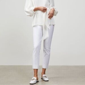 Lafayette 148 Bi Stretch Stanton Pants in White Size 2 NWT